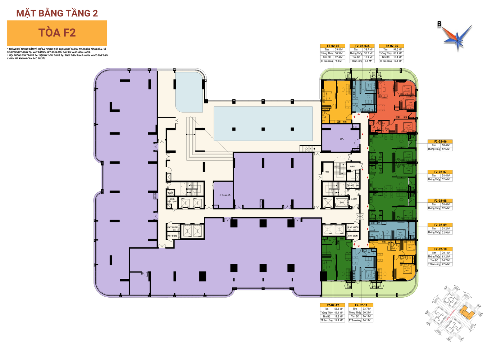 mặt bằng tầng 2 tòa F2 Sun Fours Tower Đà Nẵng