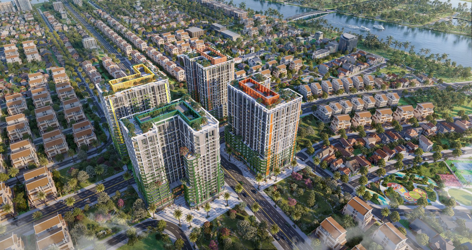 ảnh tổng thể 4 tòa của dự án Fours tower